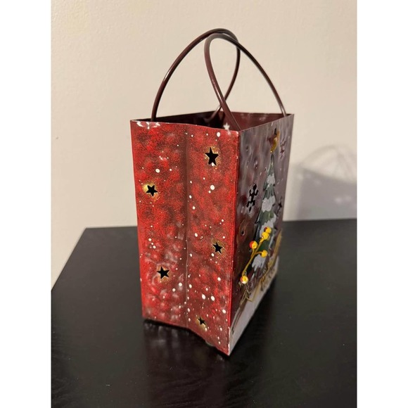 Metal Bag Shaped Christmas Candle Holder - Two Available - Picture 2 of 4